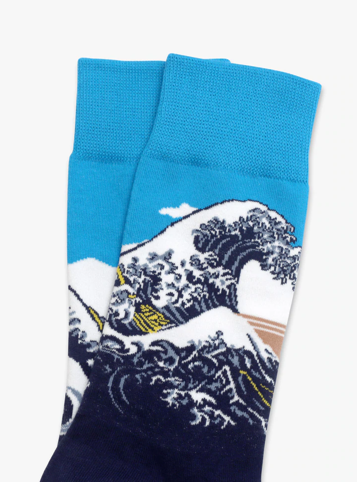 Kunstsokken De Grote Golf van Kanagawa sokken blauw