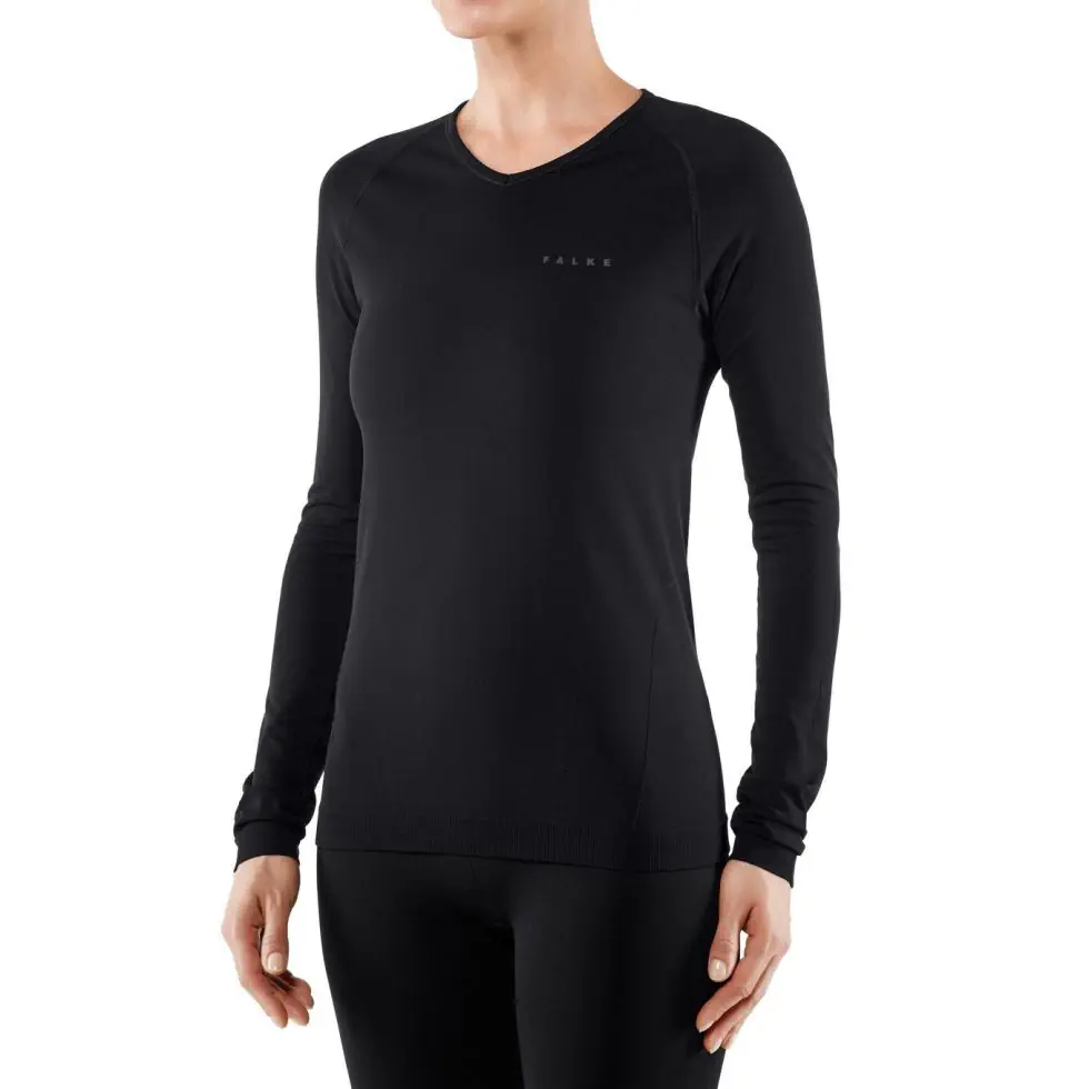 Falke Warm Longsleeve women's thermo top met v-hals black