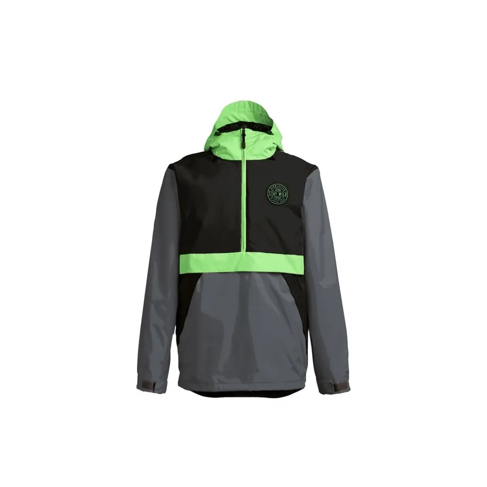 Airblaster Trenchover anorak jacket black hot green