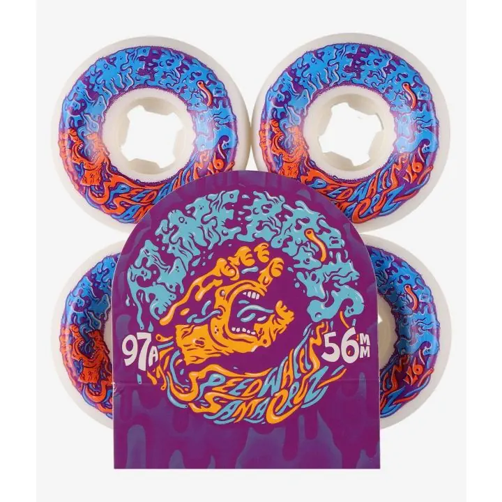 Santa Cruz 56mm Slime Balls Vomits 97A skateboardwielen white red blue
