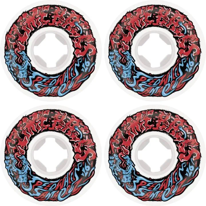 Santa Cruz 53mm Slime Balls Vomit 2 mini 97A skateboardwielen white red blue
